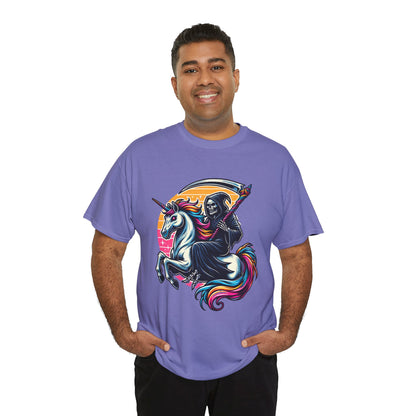 Grim Reaper with Rainbow Scythe Unicorn T-Shirt