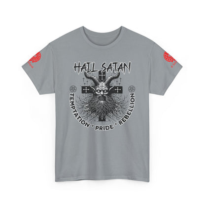 Hail Satan Graphic Tee – Rebellion, Temptation & Pride Cotton T-Shirt