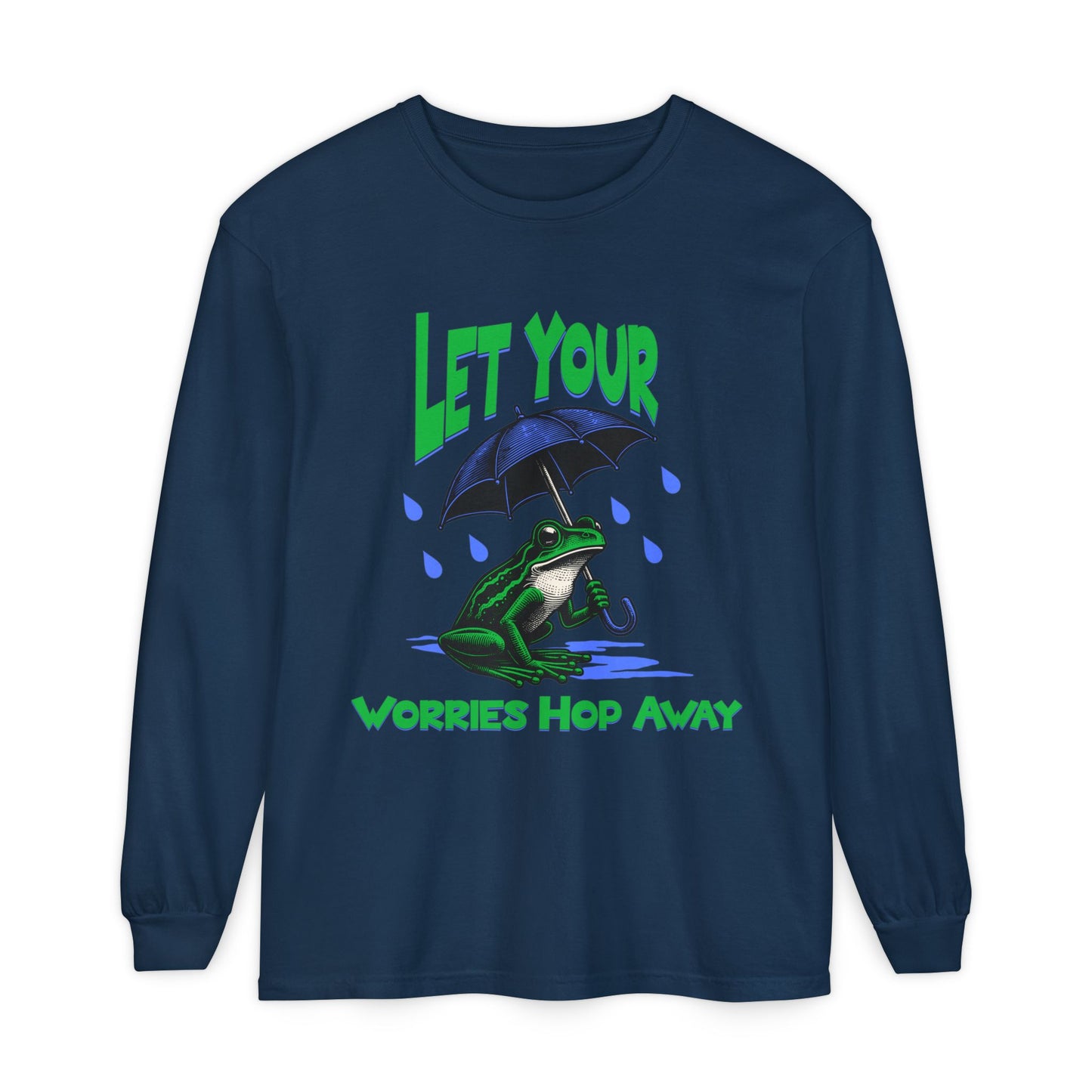 Let Your Worries Hop Away Frog Long Sleeve Tee Shirt