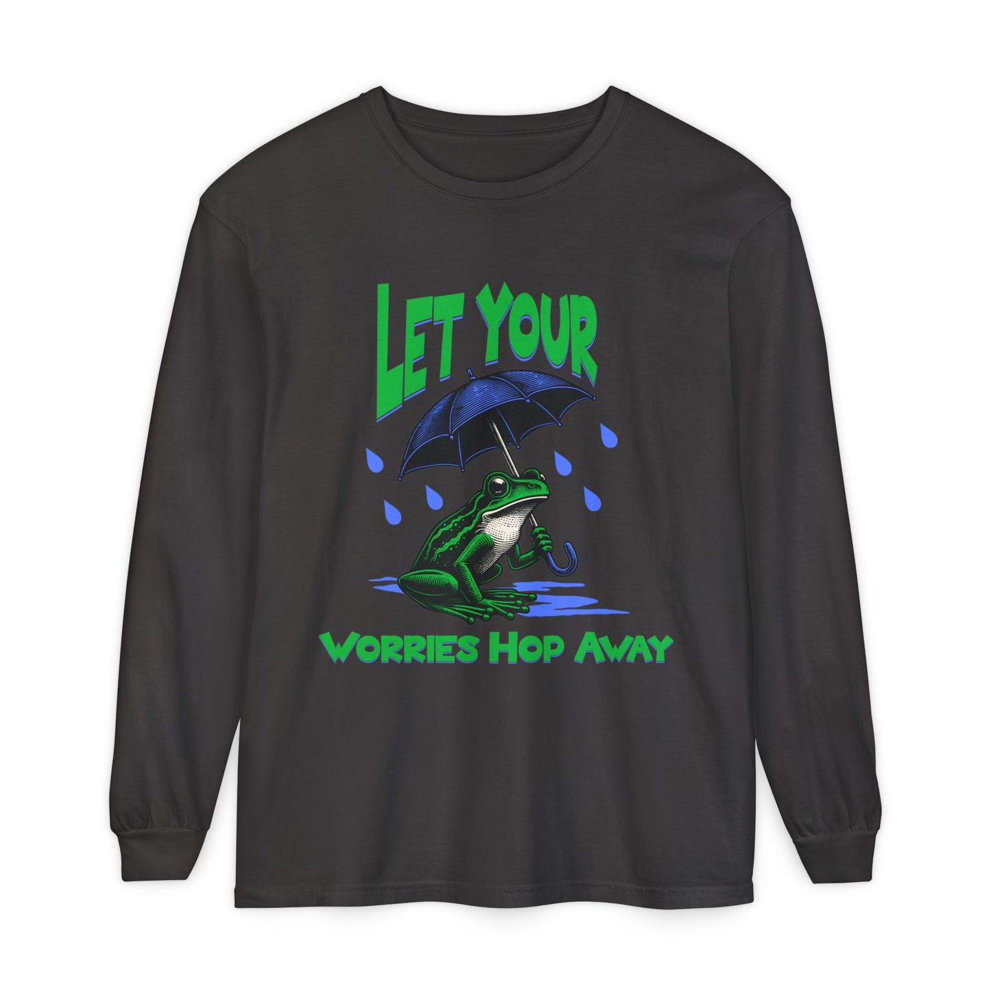 Let Your Worries Hop Away Frog Long Sleeve Tee Shirt