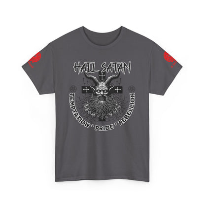 Hail Satan Graphic Tee – Rebellion, Temptation & Pride Cotton T-Shirt