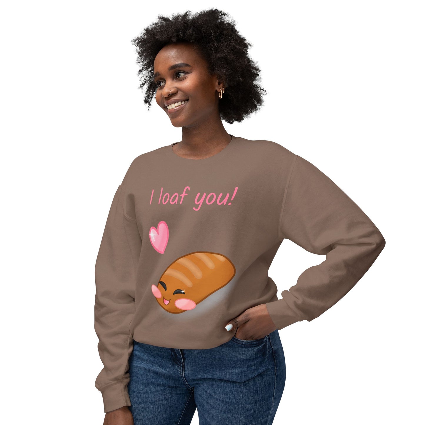 "I Loaf You" Funny Bread Design Crewneck Sweatshirt