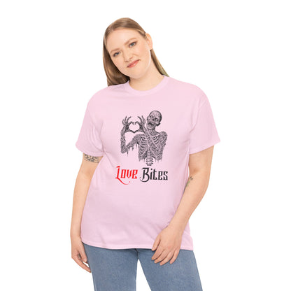 Love Bites Zombie with Heart Symbol Graphic Tee