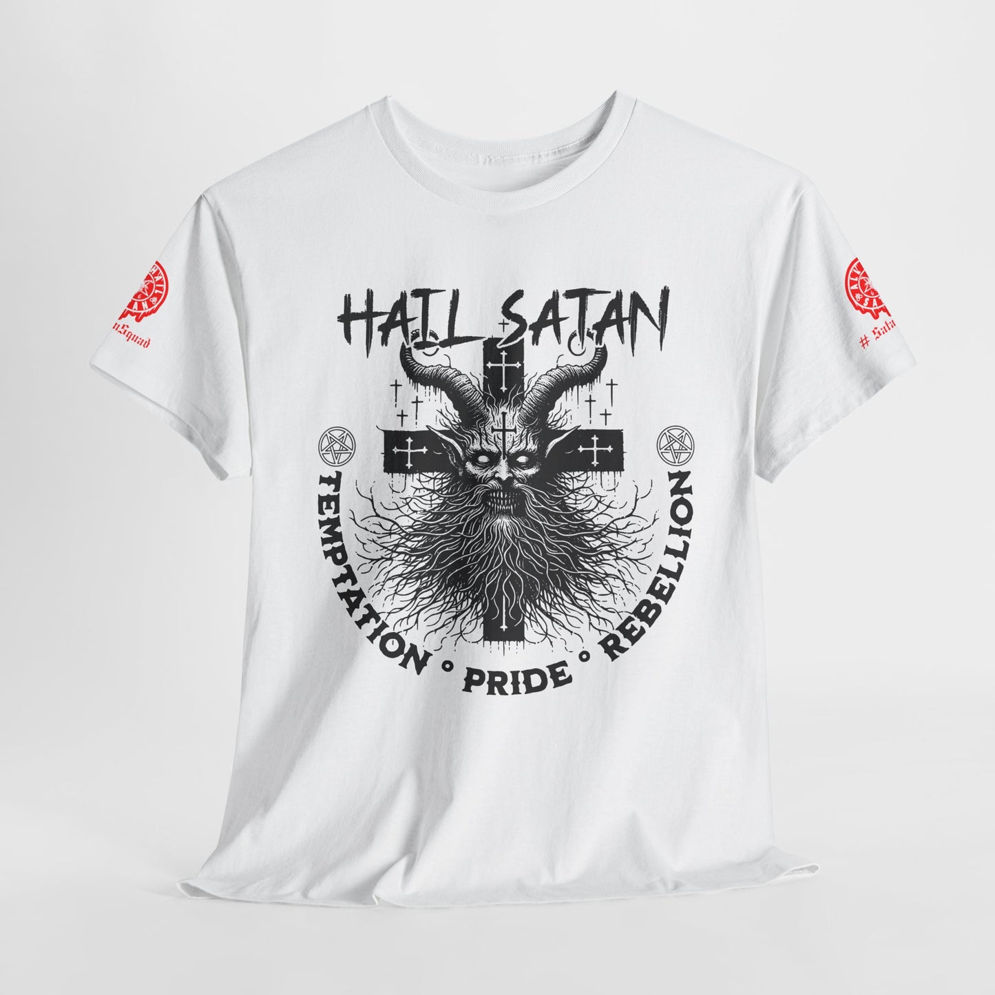 Hail Satan Graphic Tee – Rebellion, Temptation & Pride Cotton T-Shirt