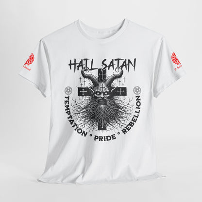 Hail Satan Graphic Tee – Rebellion, Temptation & Pride Cotton T-Shirt