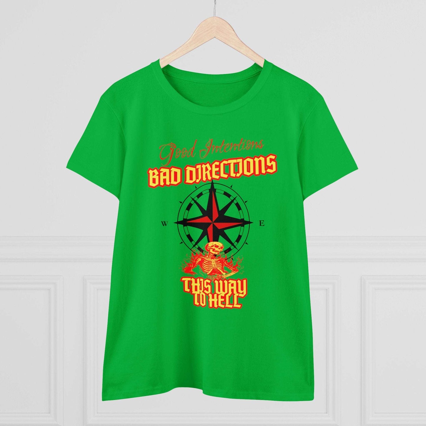 "Good Intentions, Bad Directions" Compass Design Women's Cotton Graphic Tee