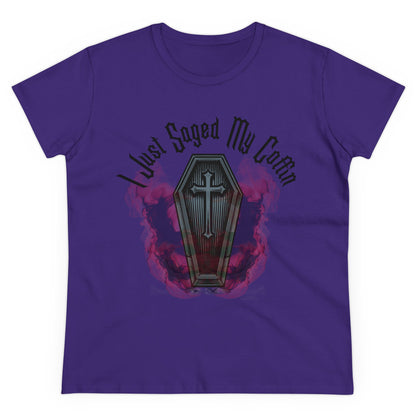 I Just Saged My Coffin" Women's Tee – Mystical & Darkly Playful Design