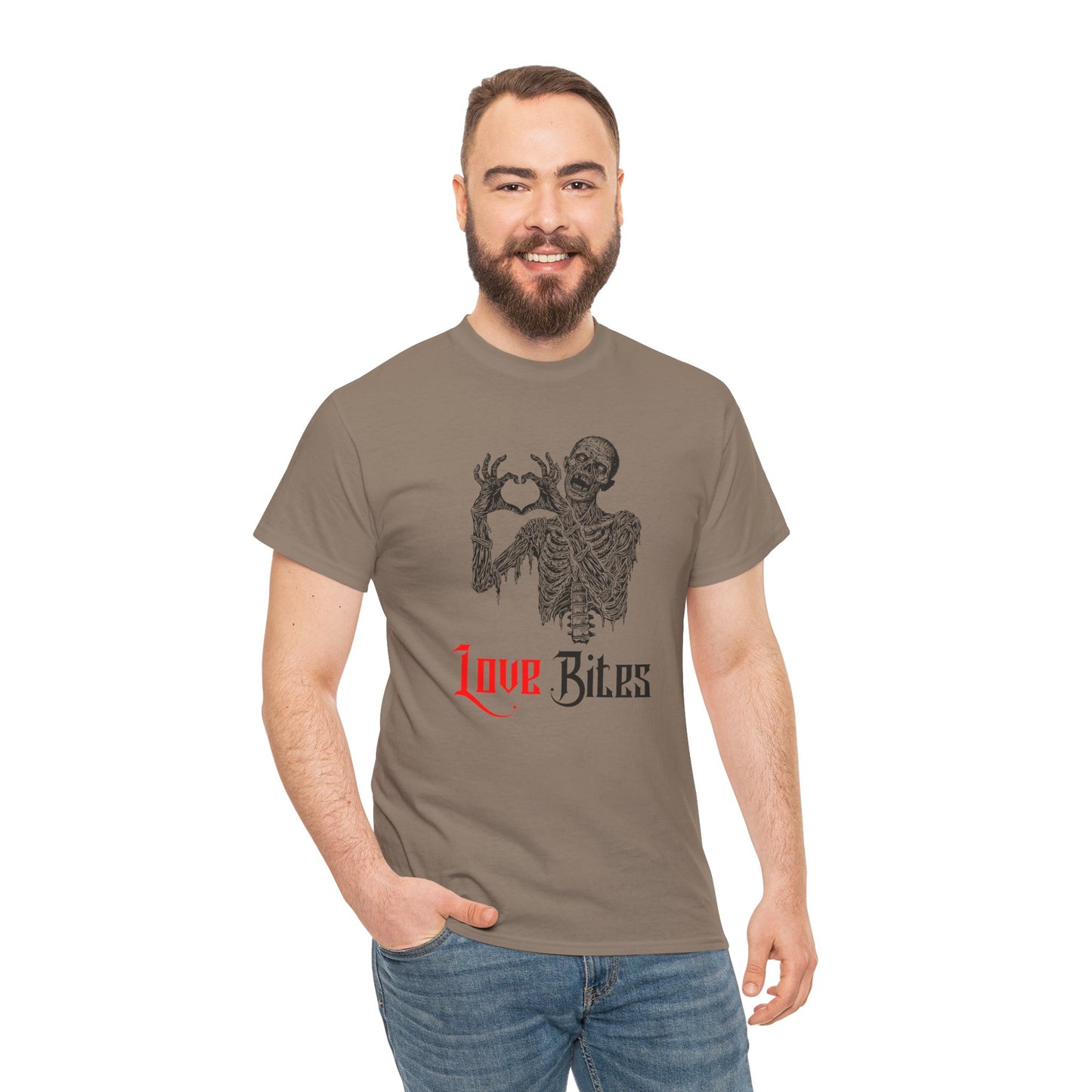 Love Bites Zombie with Heart Symbol Graphic Tee